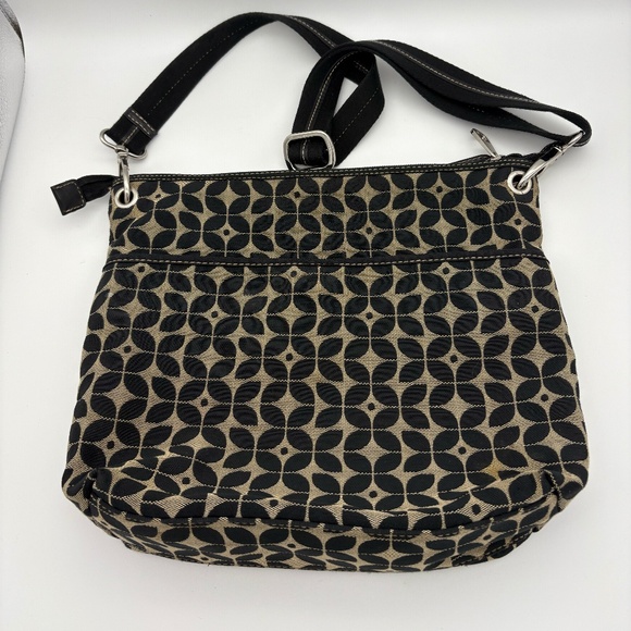Fossil Black/Tan Print Cloth Messenger Bag with Adjustable Shoulder Strap - Picture 6 of 15